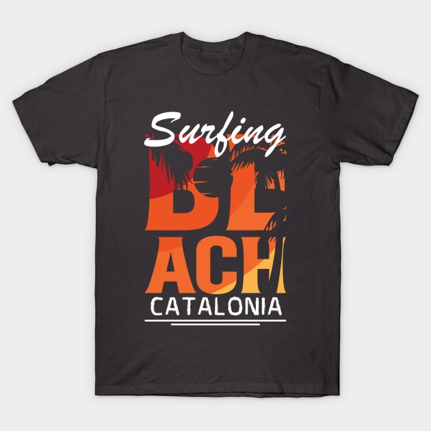 Surfing in Catalonia, Spain T-Shirt by ArtDesignDE